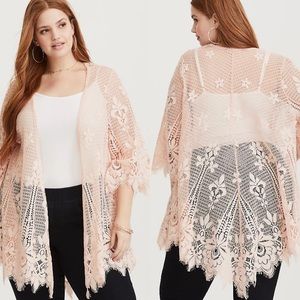 Torrid Soft Lace Open Kimono NWT Size 00/0